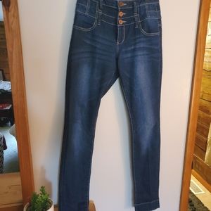 Tall high waist, half button fly jeans
